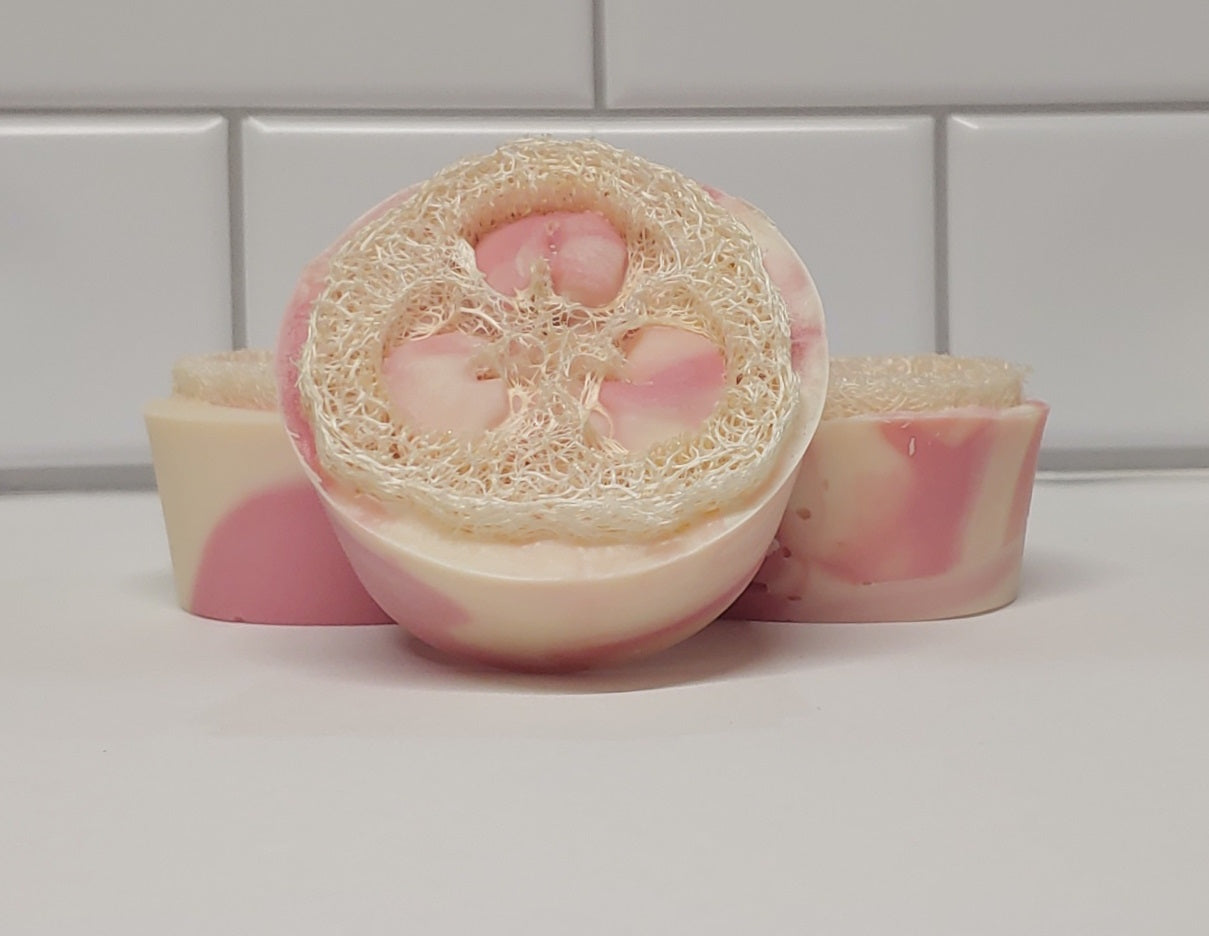 Rose Water & Musk Loofah Soap- Goat Milk