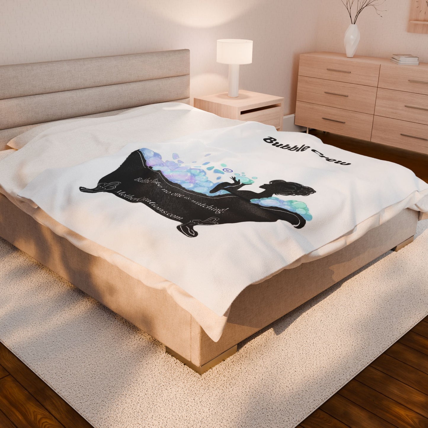 Velveteen Plush Blanket — "Bathe Like No One Is Watching" Silhouette Bathtub Throw