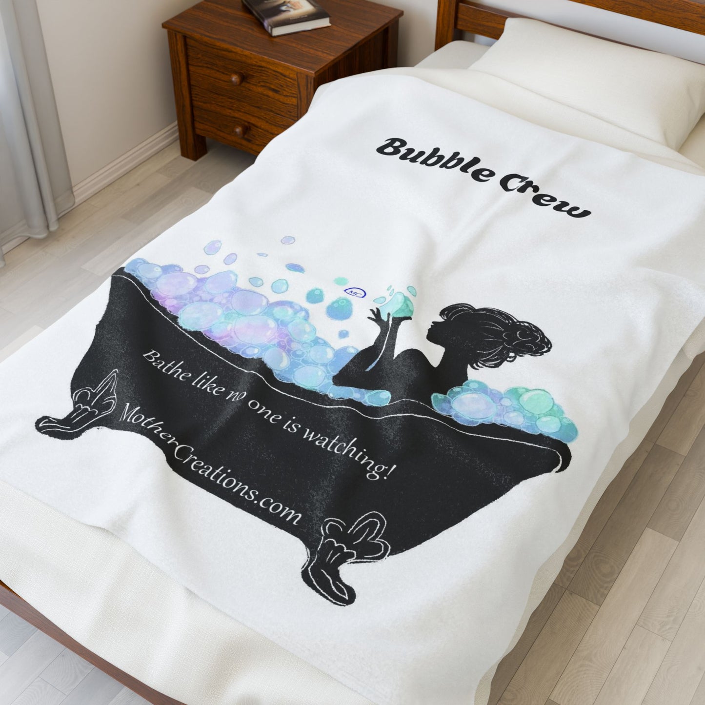 Velveteen Plush Blanket — "Bathe Like No One Is Watching" Silhouette Bathtub Throw