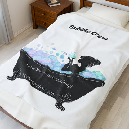 Velveteen Plush Blanket — "Bathe Like No One Is Watching" Silhouette Bathtub Throw
